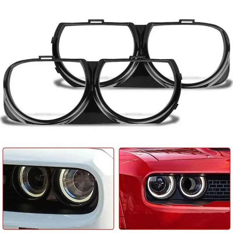 2Pcs Left & Right Car Headlight Decoration Frame For Dodge Challenger Scat Pack 68259055AB Durable Fashion Car Accessories