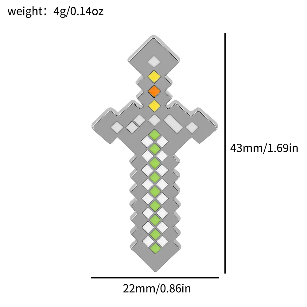 Creative Squares Geometric Swords Letters Enamel Brooch Green Stitching Alloy Pins Punk Badge Personality Woman Jewelry Gift