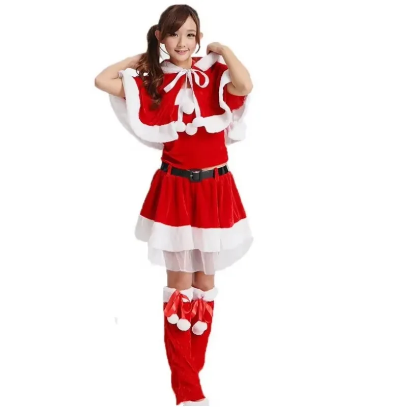 Europe and The United States Christmas Costumes Adult Girls Big Size Red Performance Clothes Sexy Party Santa Claus Clothes Suit