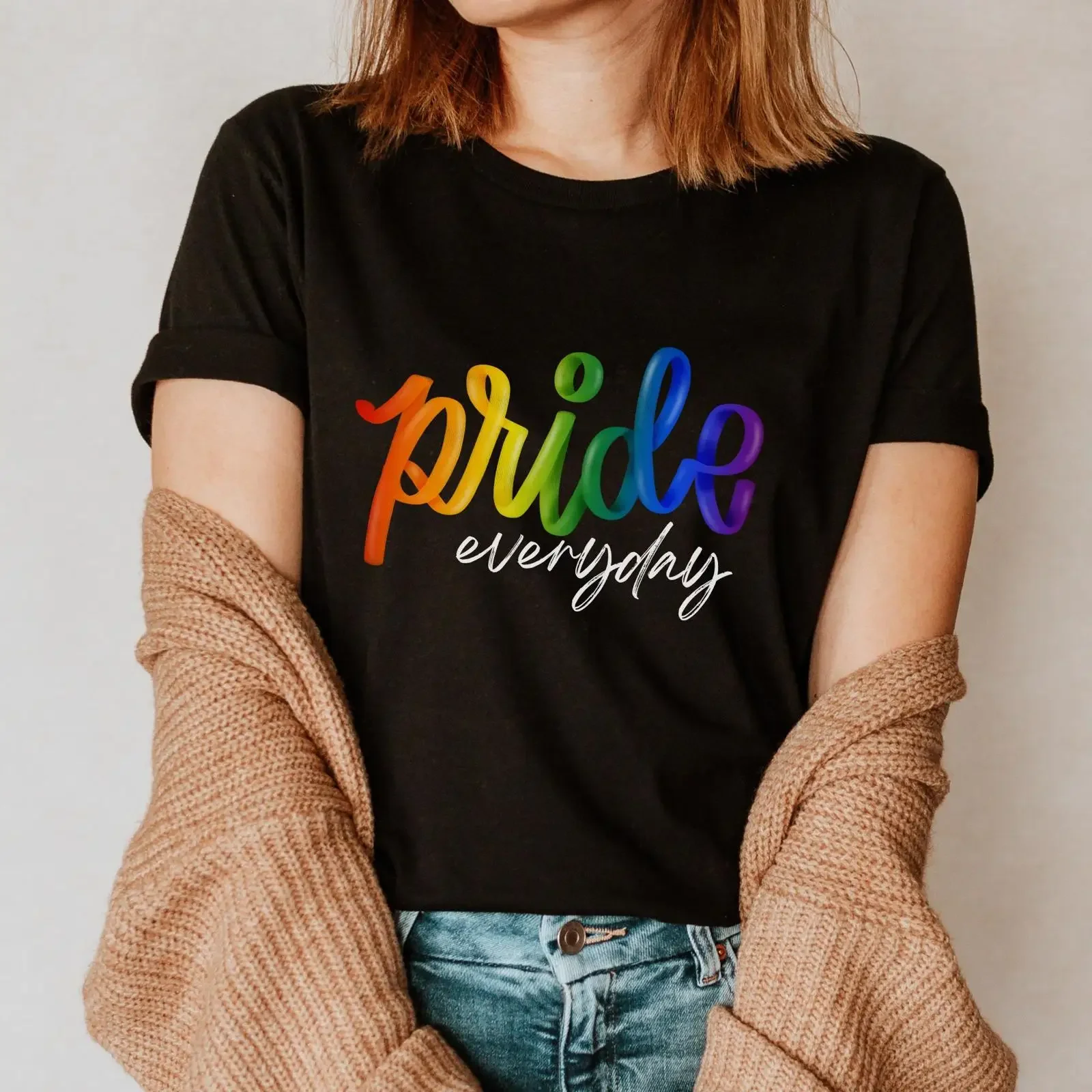 Pride Everyday T Shirt Month Parade for LGBTQ amp Ally Front or Back Print Queer  vintage Washed Slightly streetwear Unisex