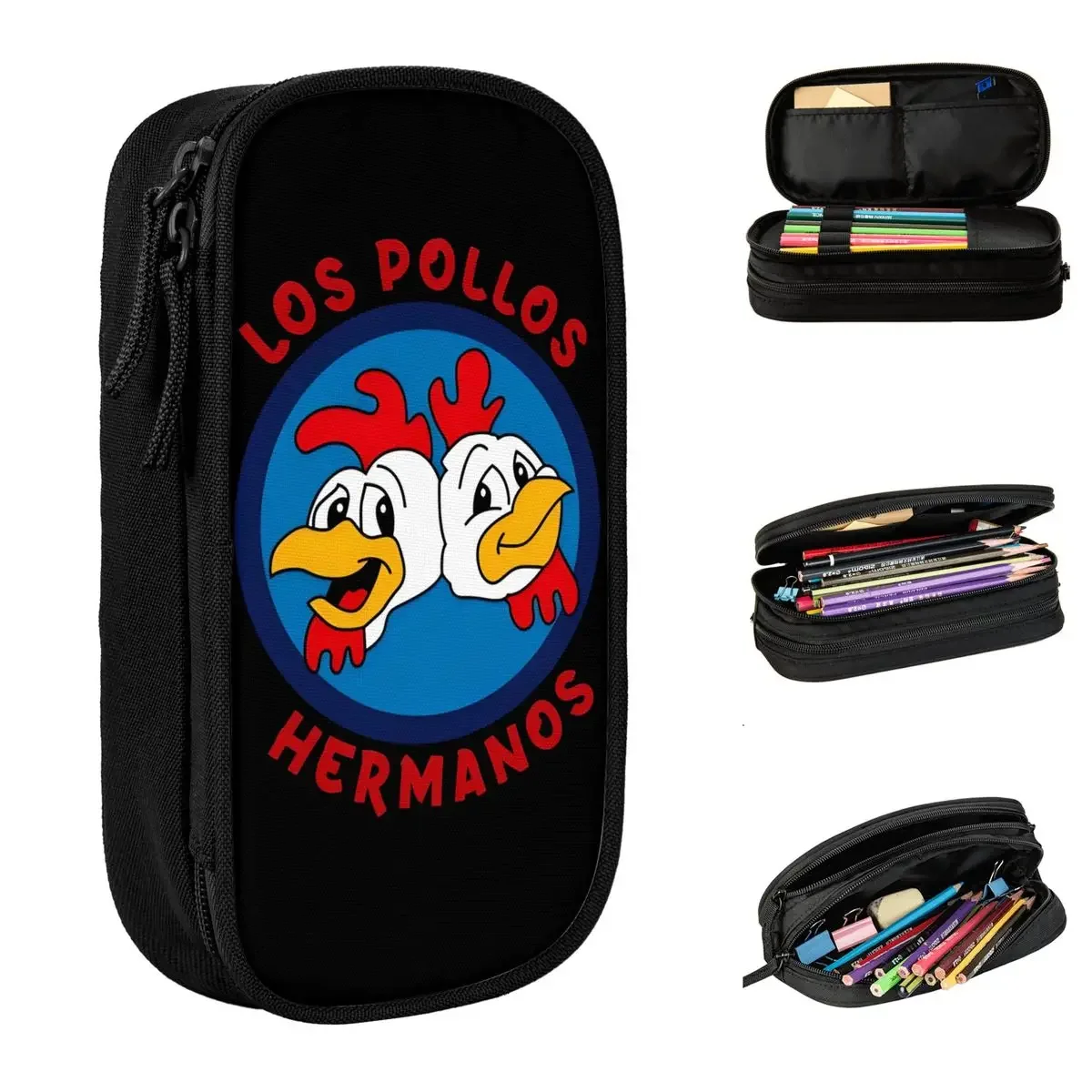 

Fun Los Pollos Hermanos Chicken Brothers Cartoon Pencil Cases Pen Box for Girls Boys Big Capacity Bag Students School Stationery