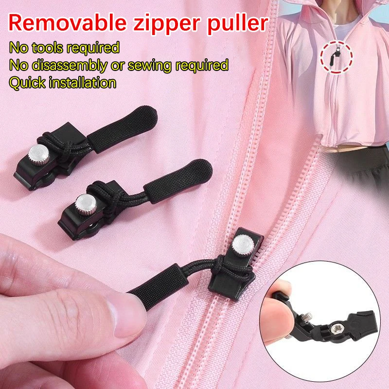 10Pcs Universal Zipper Repair Kit Quick Instant Detachable Zipper Head Free Sewing Zipper Slider Pull For Jacket Bags Coat