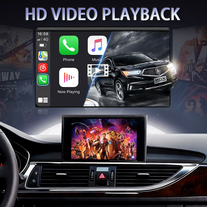 SAZYAUTO واجهة CarPlay اللاسلكية لأودي A6 A7 S6 S7 MHI2 2016-2018 مع وصلة مرآة AirPlay وظيفة تشغيل السيارة أندرويد السيارات #4