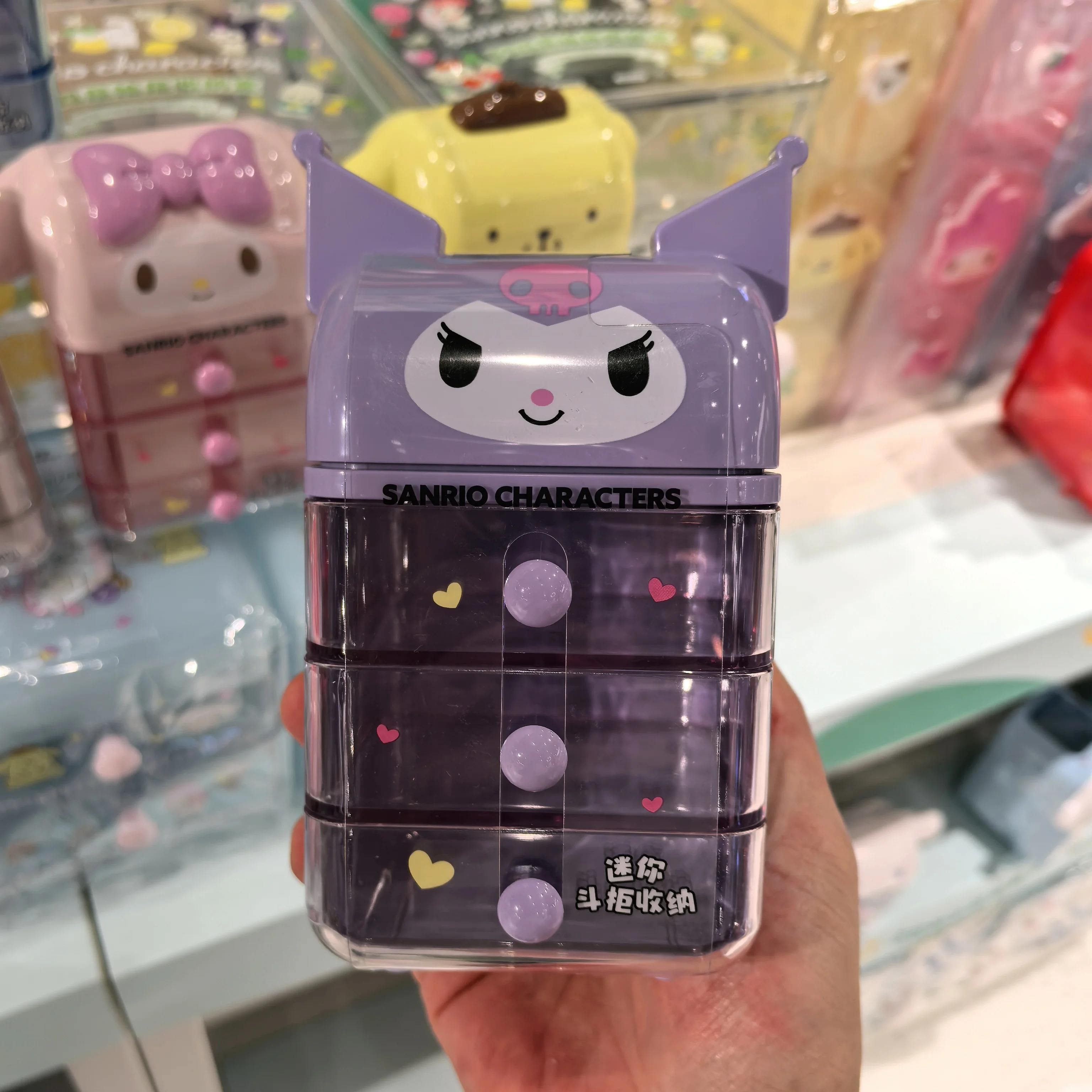 Hot Mini Drawer Storage Box Hellokitty My Melody Kuromi Transparent 3 Layer Desktop Cosmetic Organizer For Adult Women view 5
