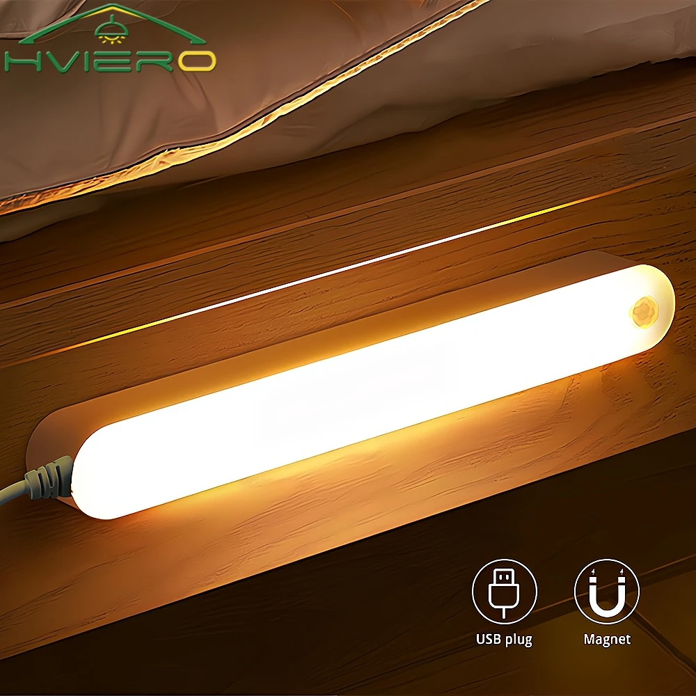 Human Body Sensing Small Night Lamps LED Long Strip Lights USB Rechargeable Intelligent Wardrobe Dormitory Super Bright Lighting