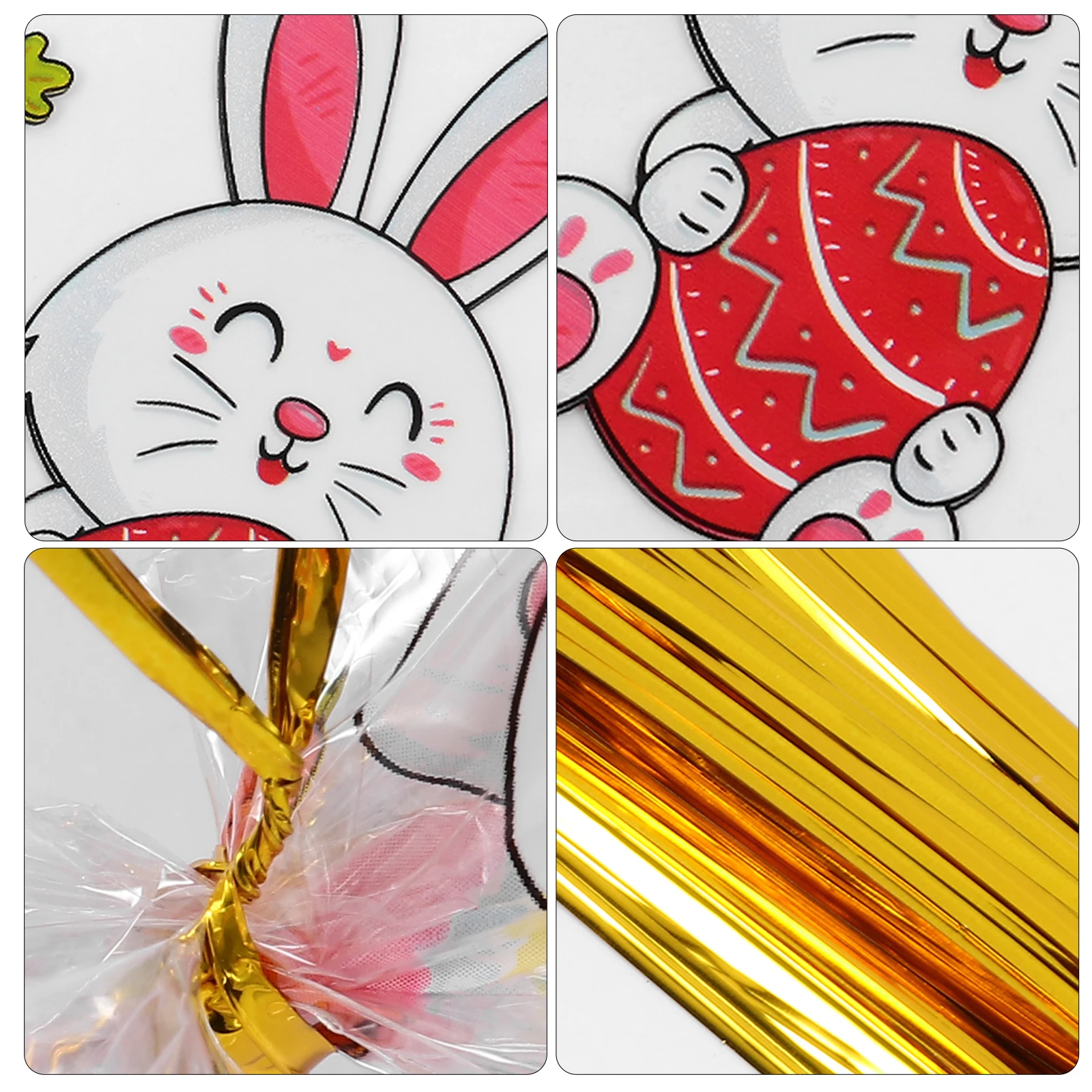 

300 pcs Transparent Candy Rabbit Print Wrapping Bags For Easter Party Supplies Cookie Packaging Bag Easter Theme Gift Bags