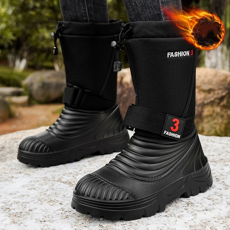 Men's New Snow Boots for Autumn and Winter, Fleece-Lined and Thickened, Cold-Proof, Outdoor Warm, Waterproof, Anti-Skiing, Hiking view 6