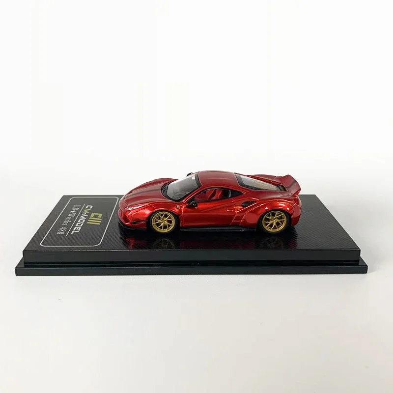 CM 1:64 Alloy Model Car Fera 488 Duck Wing LB Wide Body Refitting Die-Cast Sport Vehicle -Metallic Red