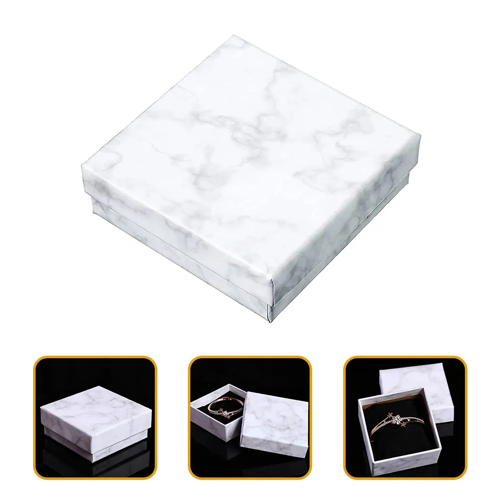 12Pcs Compact Jewelry Storage Box Marble Design Holds Rings Necklaces Bracelets Keeps Items Organized Display Ready