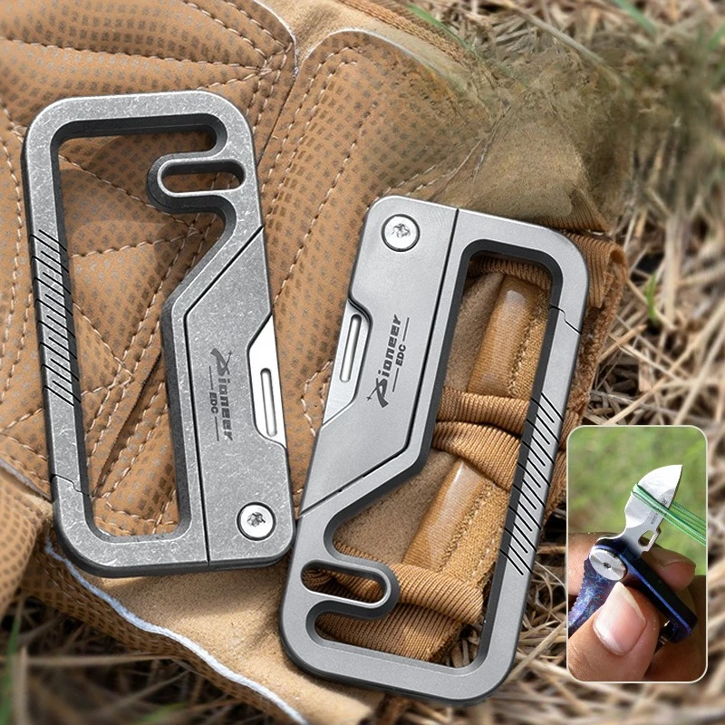 

Titanium Alloy Keychain with Small Knife Self-defense EDC Portable Multifunctional Outdoor Survival Tool