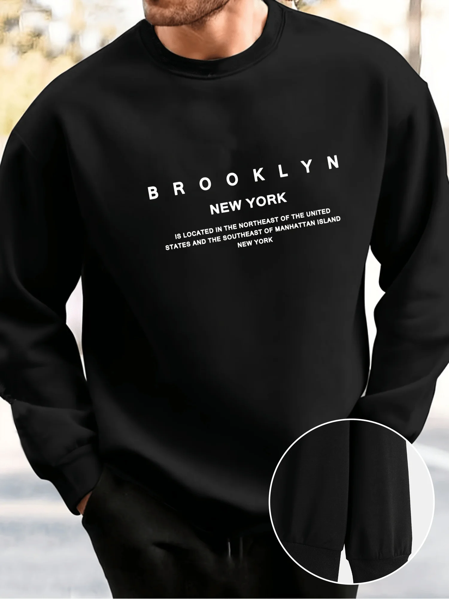 

Мужская осенне-зимняя модная повседневная толстовка свободного кроя Brooklyn с длинными рукавами и круглым вырезом с буквенным принтом