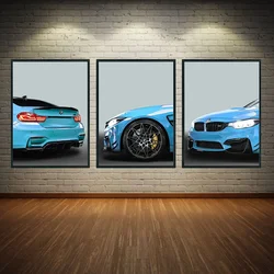 Trio Modern Sports Aesthetic Wall Art M4 SuperCar HD Canvas Painting Posters and Prints Home Bedroom Living Room Decoration