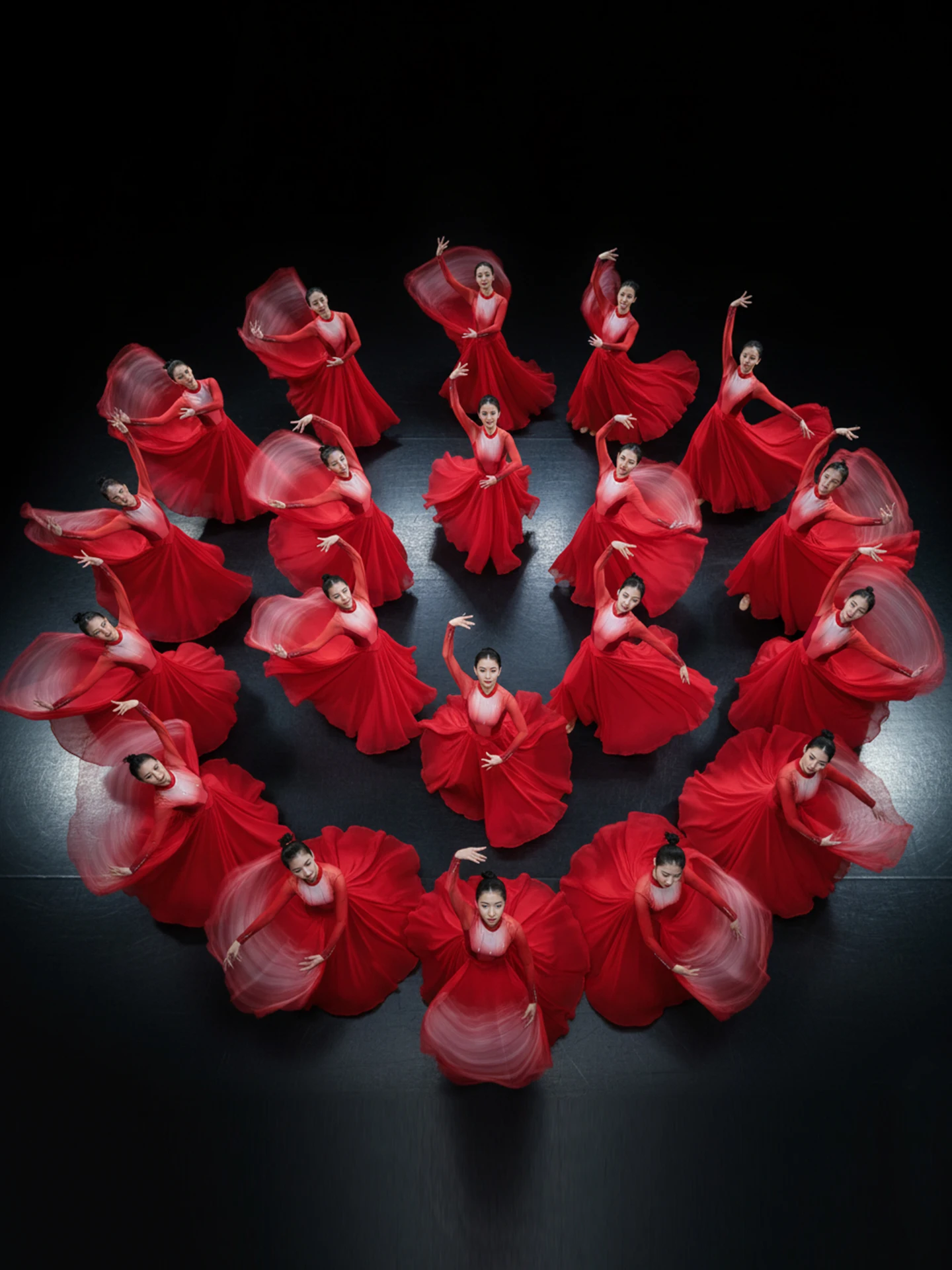 

2025 New Modern Red Dance Costume with Wide Skirt for Opening Dance Performance Ethnic Women's Faion Stage Outfit Tewnjerll