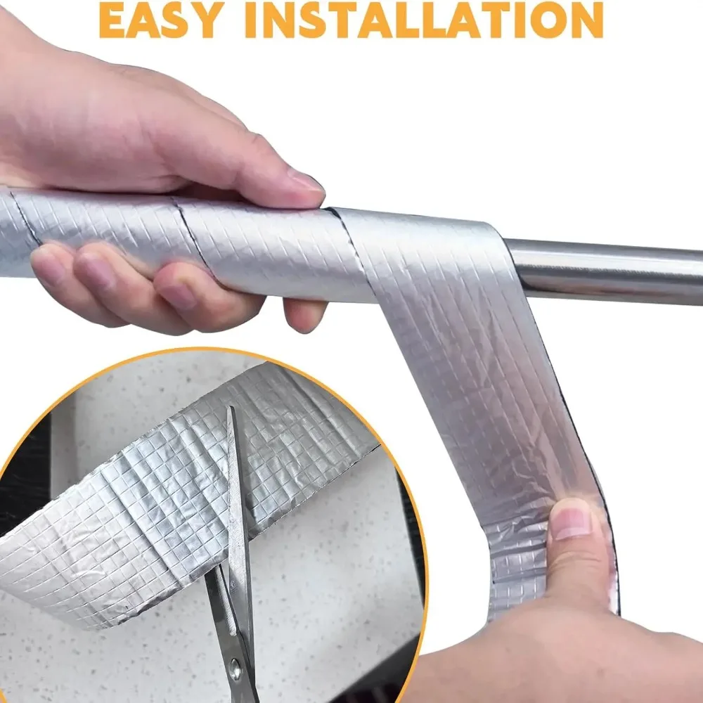 10M Outdoor Foam Aluminum Foil Waterproof Keep Warm Pipes Tape Black Fire Protection Self Adhesive Pipe Wrap Tape