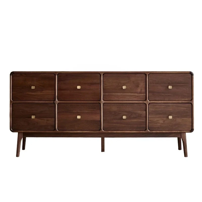 

Black Walnut Eight Spares Cabinet Light Luxury Bedroom Living Room Locker Solid Wood
