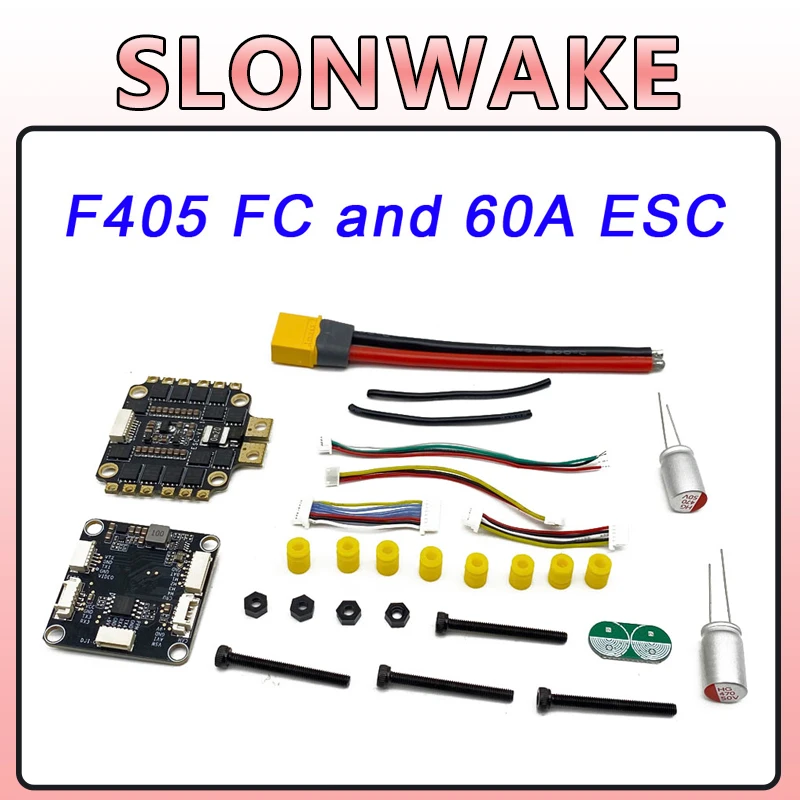 SLONWAKE F405 F405HD/FC2402 F405 V3 Controlador de vôo/F4 V3S Plus FC + 60A 4 em 1 ESC Estacas 30.5*30.5mm Para RC FPV Racer Drone