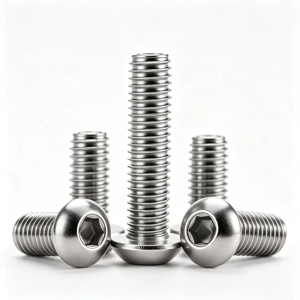 304 SS Round Head Hex Socket Cap Screws Allen Button Head Bolt ISO7380 M2 M3 M4 M5 M6 DIY Furniture Electronics Machinery Repair