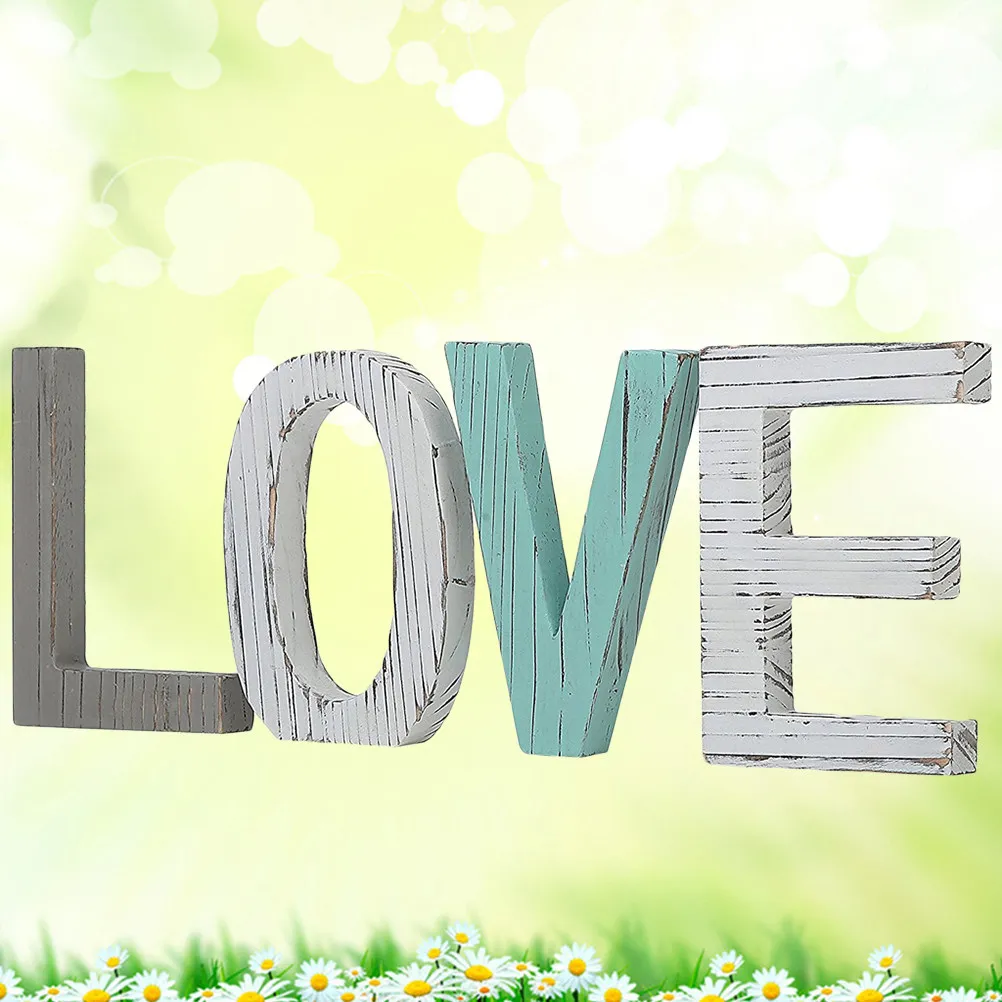 Rustic Wood Love Standing Letters Individual Block Sign Decorative Wooden Cutout for Home Wedding Tabletop Mantel Decoration