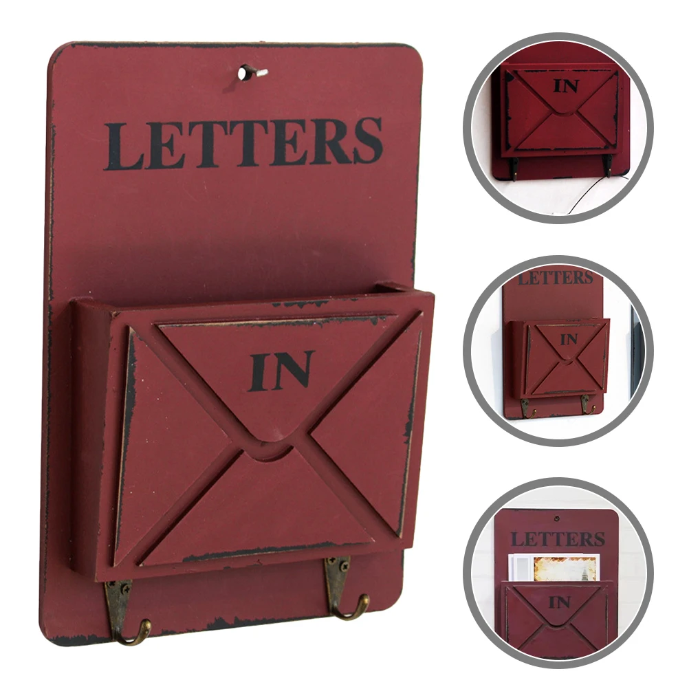 

Wall Decorations Mail Organizer with Key Hooks Storage for Home Mounted Mailbox Envelope Holder and Wooden