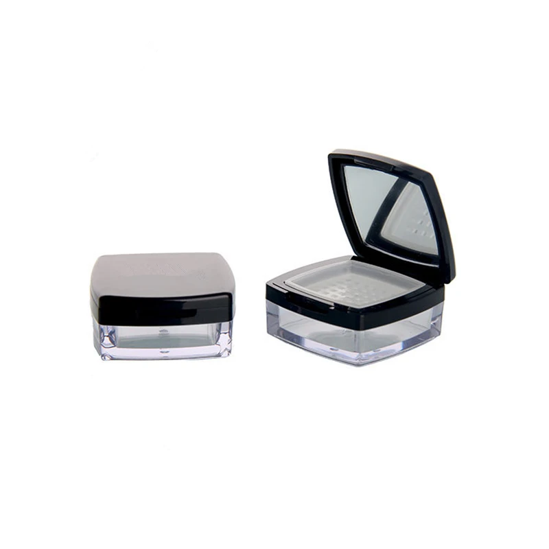 50Pcs Loose Powder Jar With Sifter Empty Cosmetic Container Black Cap Makeup Compact Portable Loose Powder Box