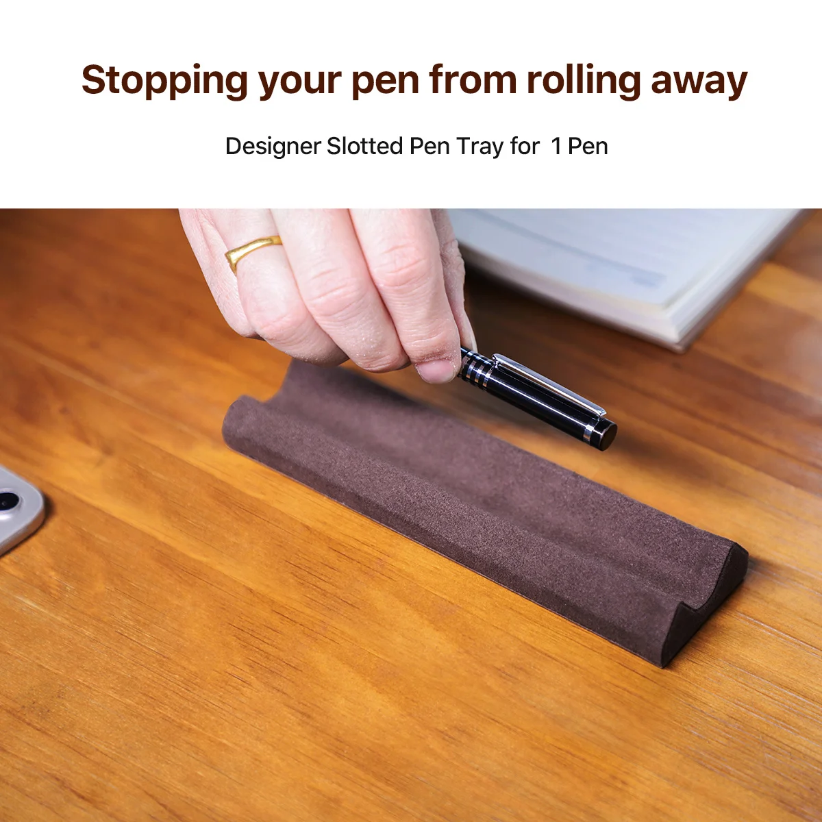 CONTACT'S FAMILY Leather Pen Tray 1/2/3 Slots Pens Holder Desk Organizer For Pen Stand Desktop Busssines Office Home Decoration