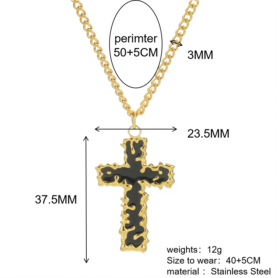 Stainless Steel Necklaces For Women 18k Gold Chain Black Cross Vintage Punk Simple Geometric Pendant Necklace Choker Jewelrygift