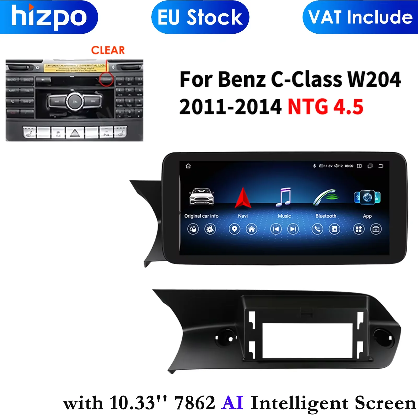 8G+256G Android Car Radio for Mercedes Benz C-Class W204 2011-2014 NTG 4.5 Multimedia Video Player Carplay Auto 4G DSP Autoradio