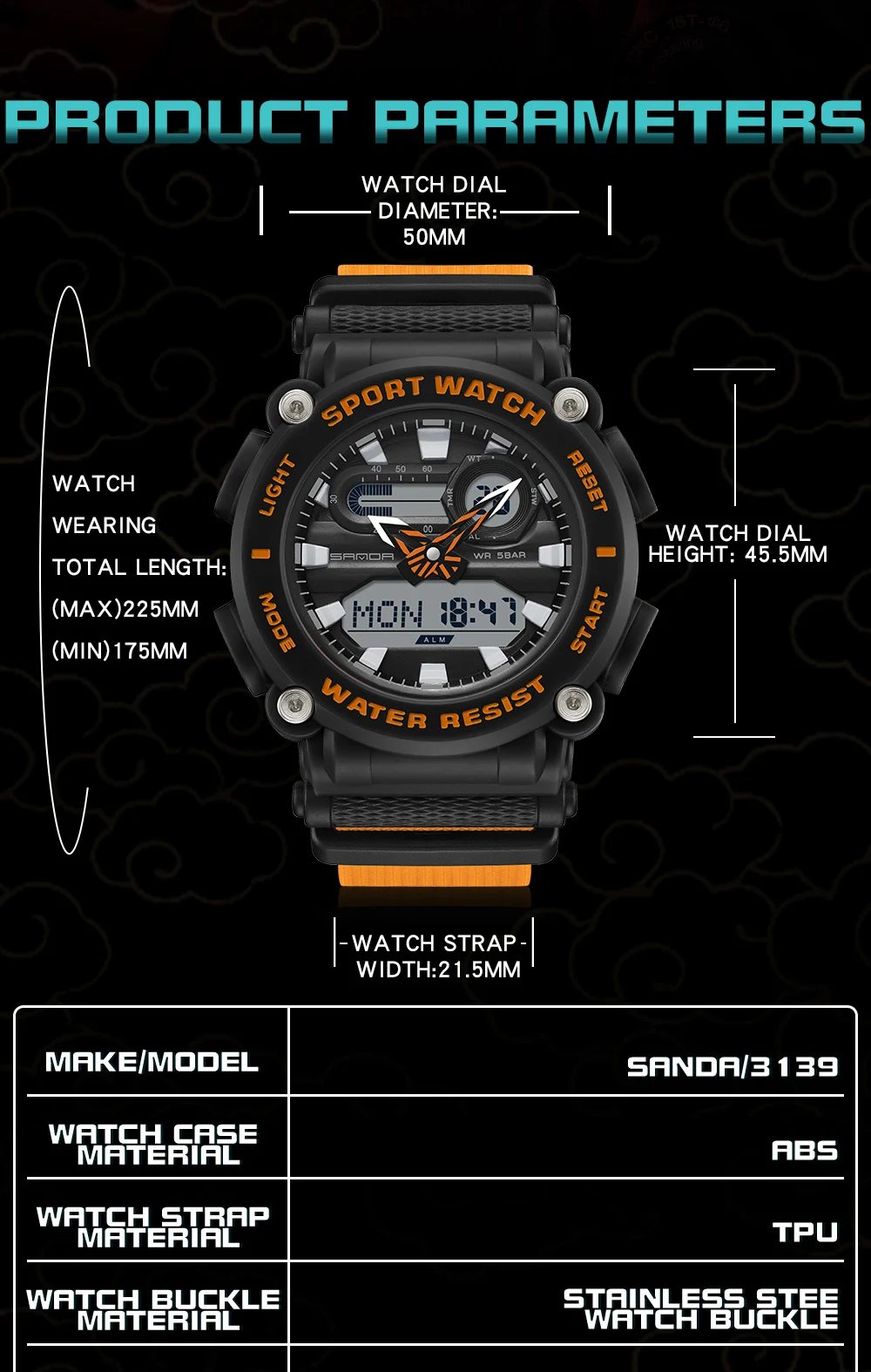 2023 Sports Military Men's Watches Top Brand Luxury 50M Waterproof SANDA 3139 Male Wristwatch for Men Clock Relogio Masculino