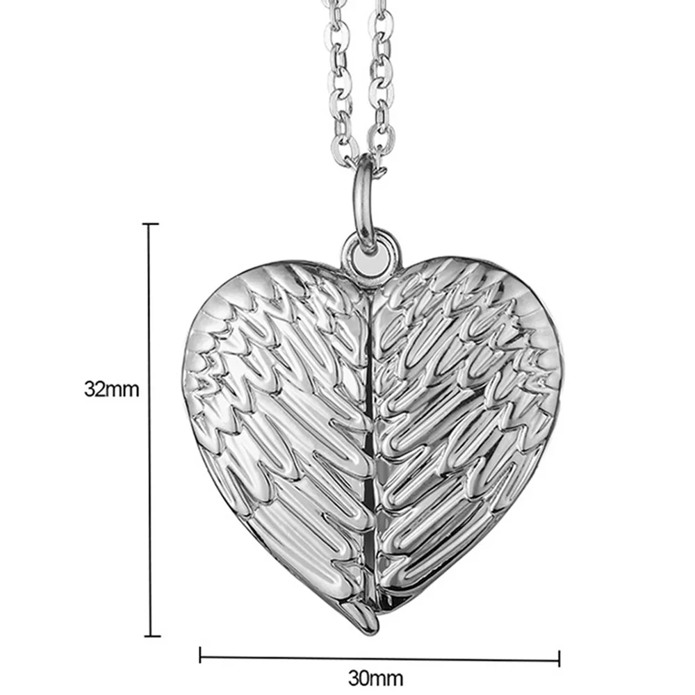 2 Sublimation Blank Angel Wings Small Box Photo Necklace Pendant Fashion Sublimation Blank Jewelry Supplies(Silver)