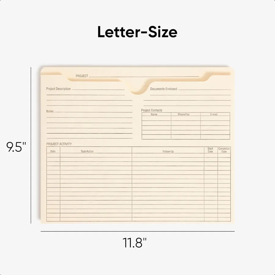 Project File Jackets 25 Count Manila Reinforced Straigut Tabs พิมพ์หน้าหลังและ Tab 2 Expansion Letter Size 75621