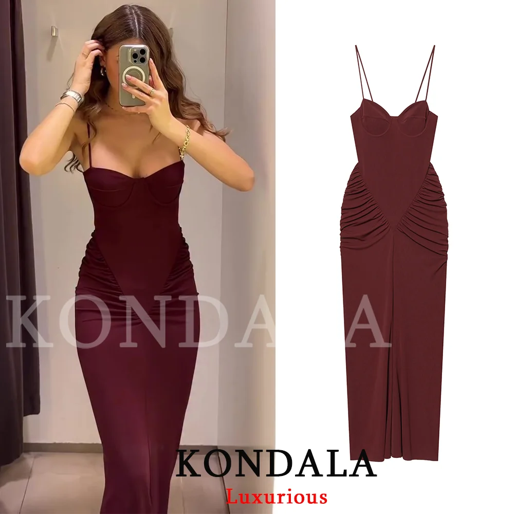 KONDALA Elegantes Party-Chic Damen Maxikleid Ärmellos Korsett Cami Etuikleid Mode 2026 Frühling Sommer Y2K Mädchen Abendkleid
