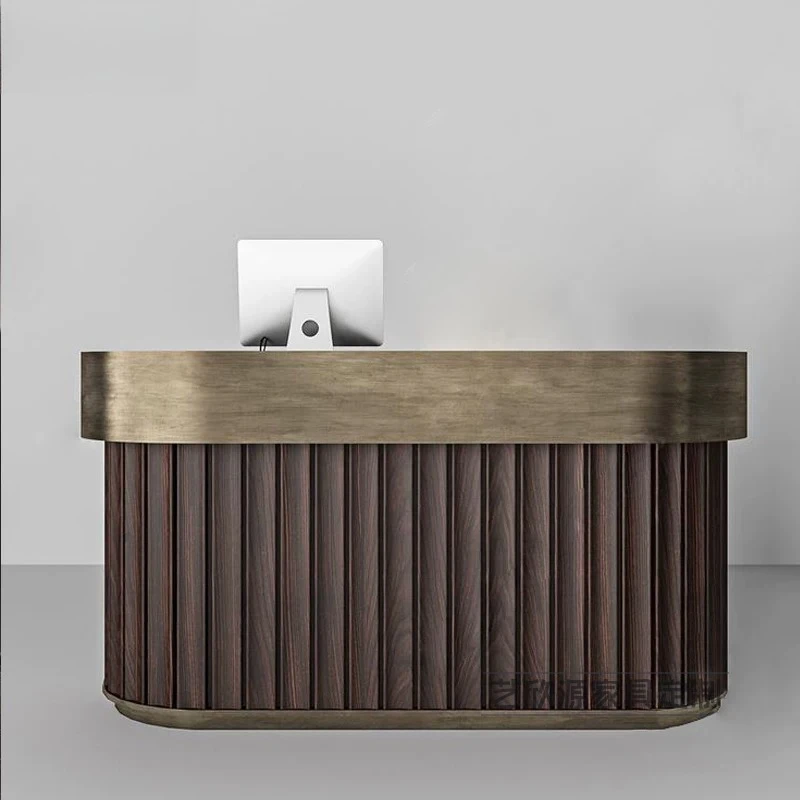 PYH company hotel office welcome beauty salon front desk stainless steel Chinese light luxury reception desk