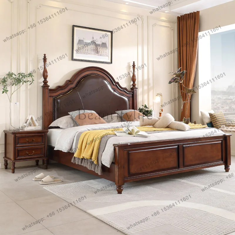 LX American solid wood bed modern simple master bedroom light luxury air pressure box frame storage bed