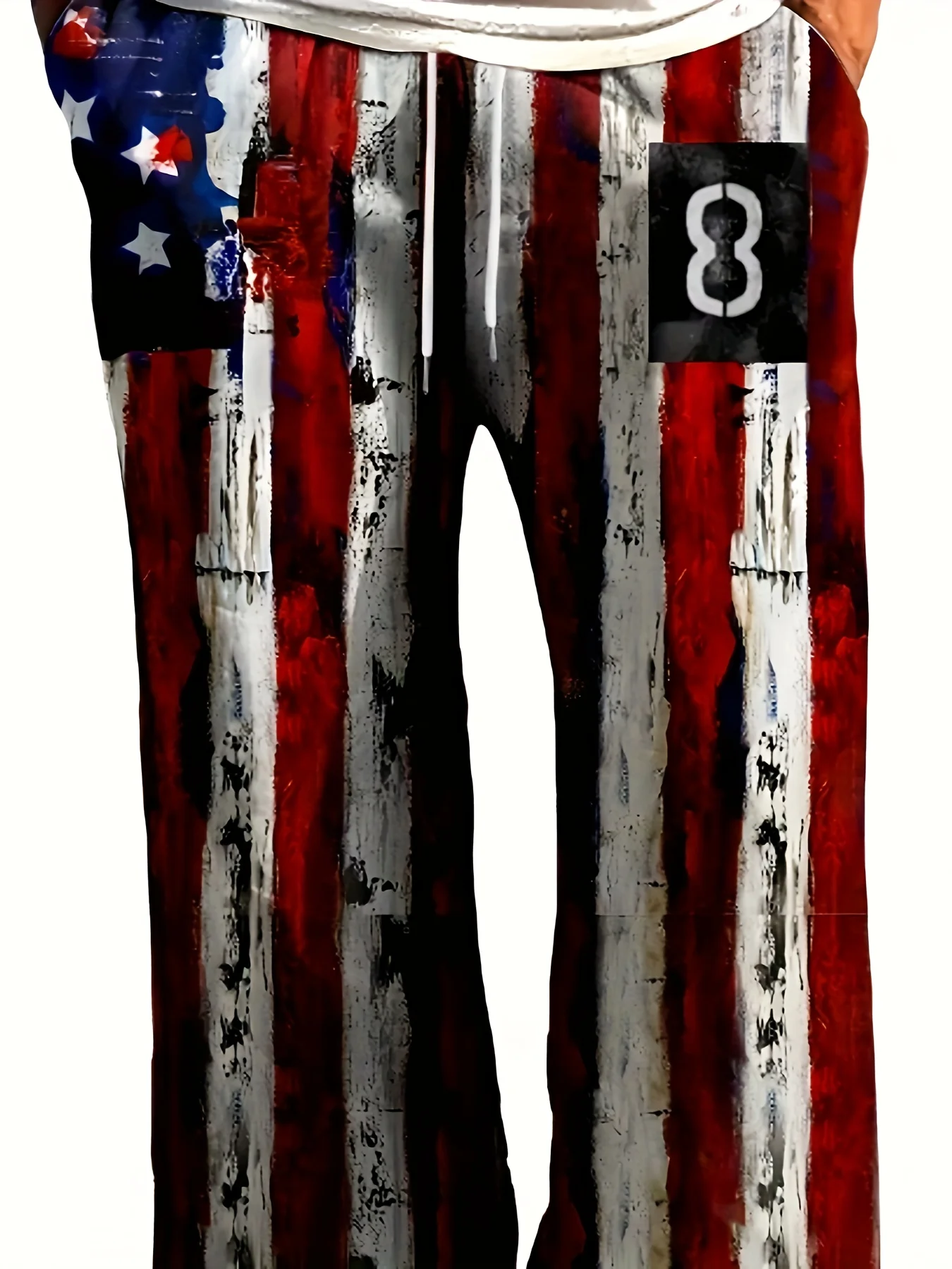 American Flag Graffiti Print Long Pants Casual Fashion Loose Casual Trousers Pants Home Pants