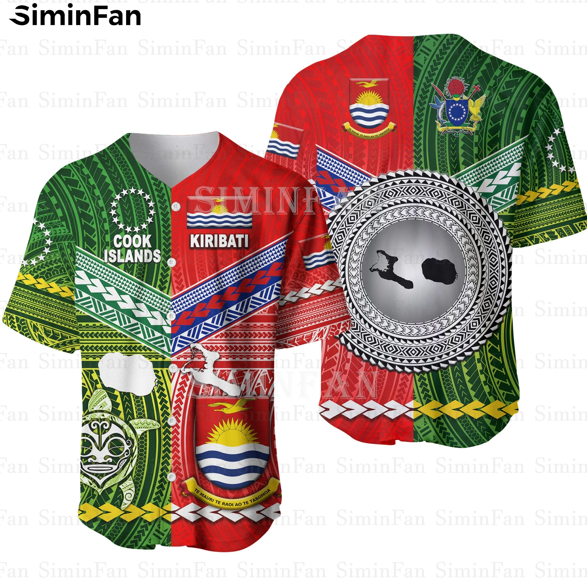 

Kiribati Cook Islands Red Green 3D Print Hawaiian Shirt Men Baseball Jersey Male Camisa Summer Polo Tshirt Unisex Tee Female Top