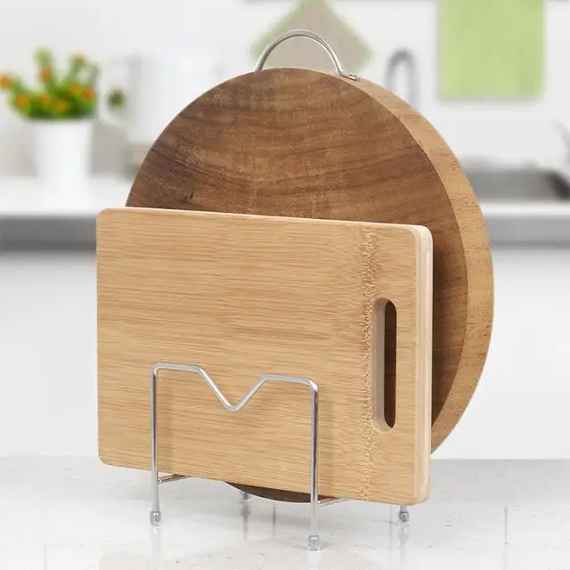 Suporte de Aço Inoxidável para Tábua de Corte de Cozinha e Organizador Multifuncional para Tampas de Panela com Drenagem, Não...