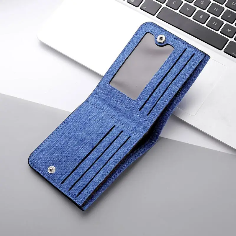 Minimalist Solid Color Coin Bag Ultra-thin Card Holder Short Canvas Wallet Men Folding Small Wallet Birthday Gifts