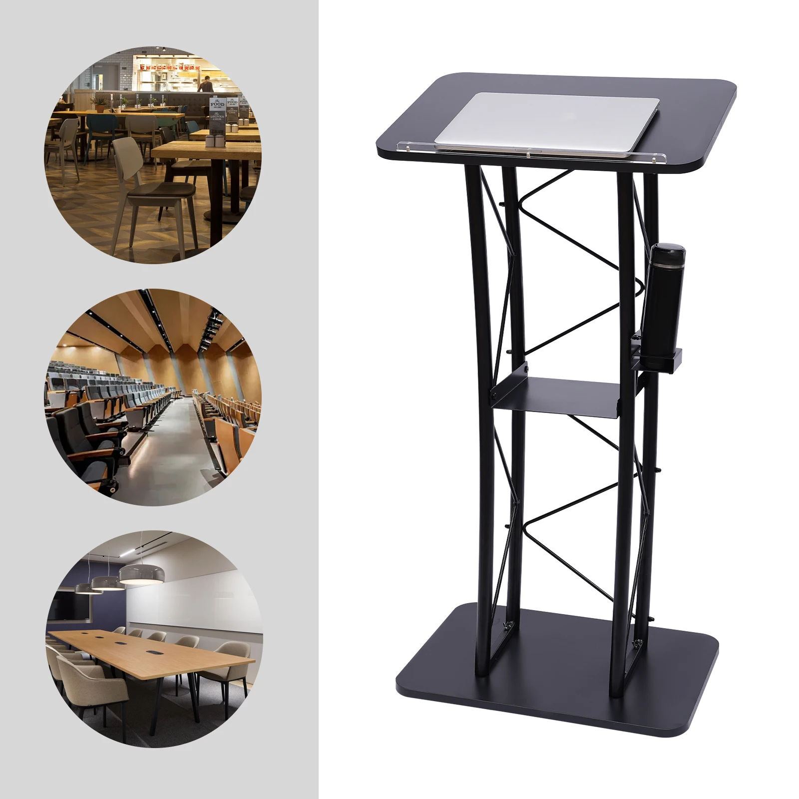 

Ergonomic Curved Podium Floor-Standing Pulpit Lecture Podium 23.62x15.75in with Non-Slip Surface for Church Sermons & Conference