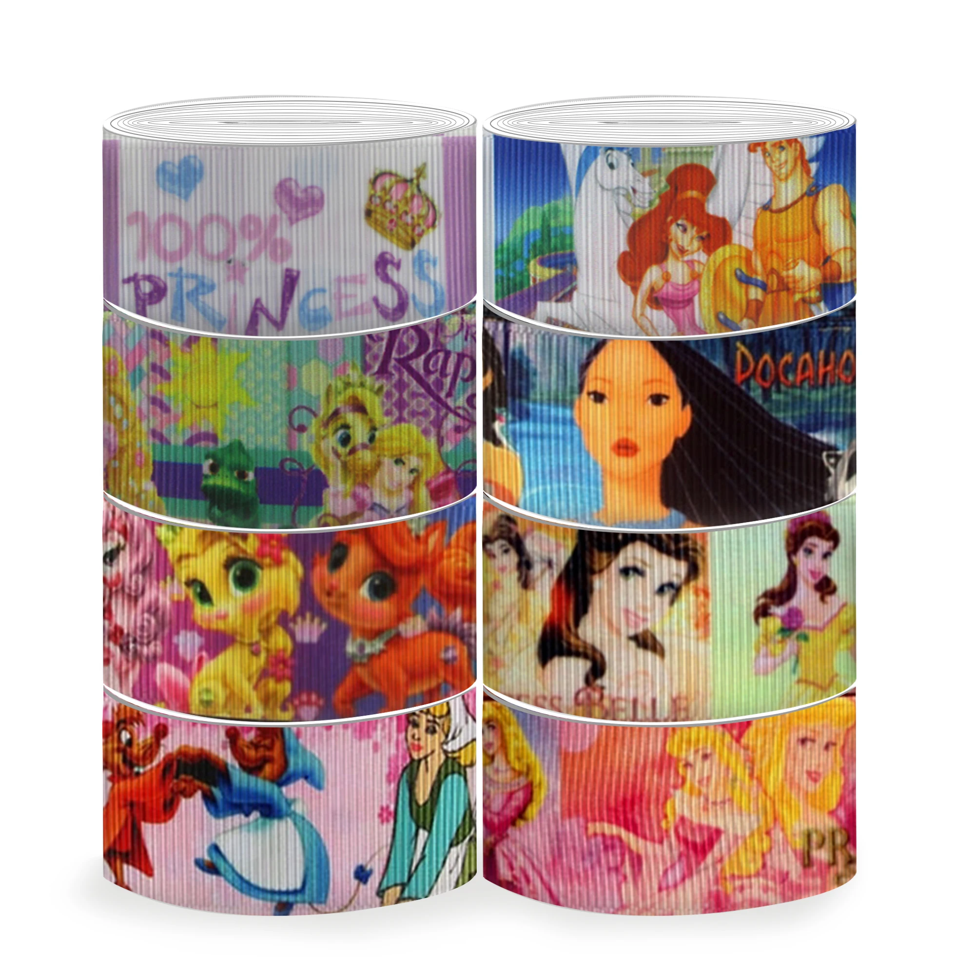 5 Yards Multi Size Disney Princess Cinderella Printed Grosgrain Ribbon For Hairbows DIY Craft Supplies Cartoon Ribbons