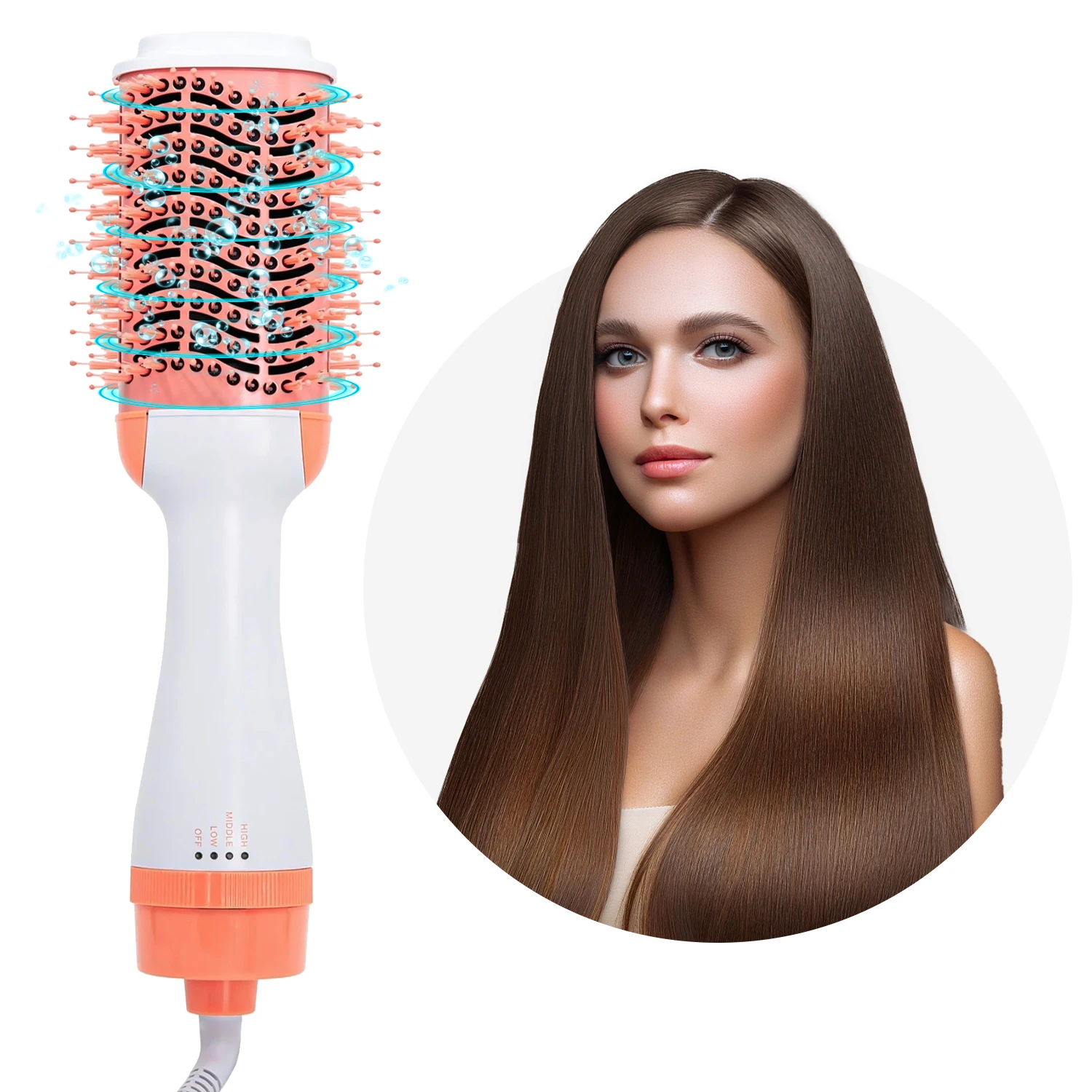 

One-step Volume Negative Ion Blow Dryer Brush and Styling Hot Air Brush Hair Styling Straightener and Curler Brush for Women