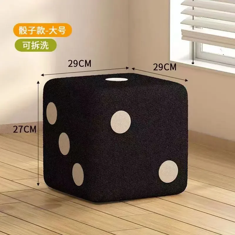 Home door shoe changing stool dice creative pouf lambskin footstool small low stool