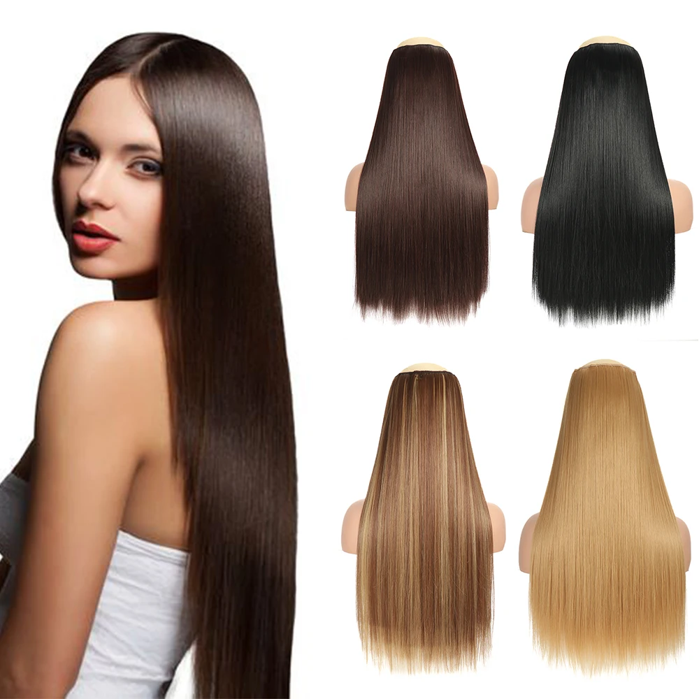 

5 Clips In Hair Extensions 24inch Long Synthetic Hairs Extensions Clip In High Temperature Fiber Fake Hairpieces For Women