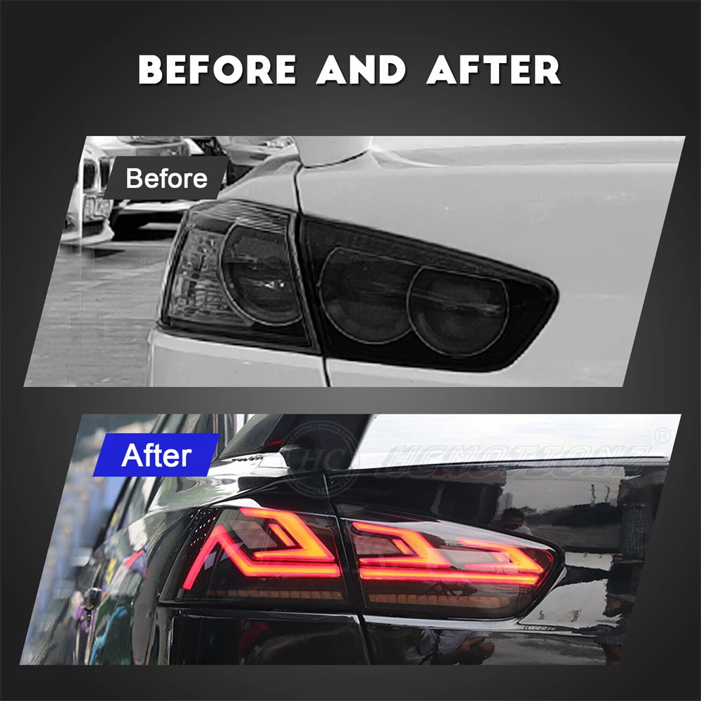 LED Taillights For Mitsubishi Lancer EVO X 2007 - 2018 Tail Light Lamp Assembly Start UP Animation DRL Sequential Signal E-mark