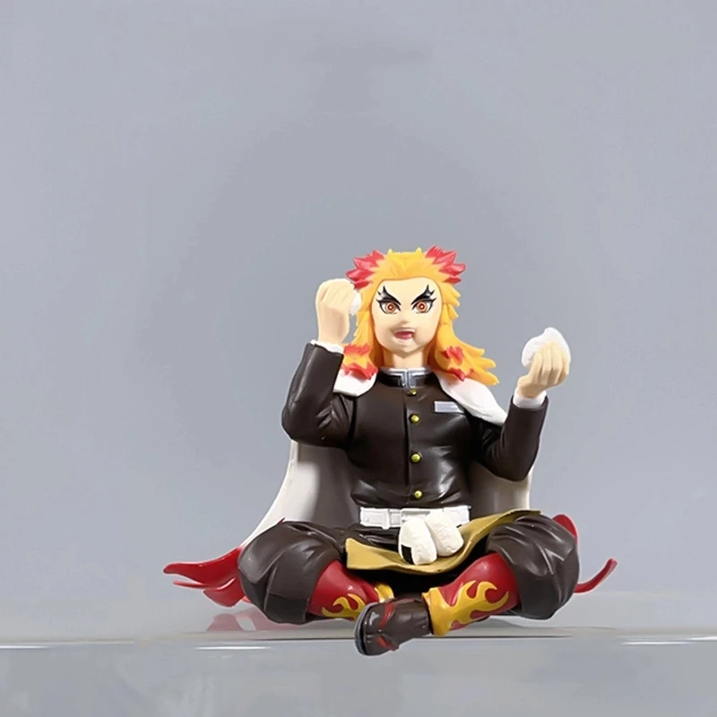 アニメ鬼滅の刃煉獄杏寿郎Q版座り姿勢アクションフィギュアPVCモデルおもちゃ人形デスクデコレーションギフトボックス入り