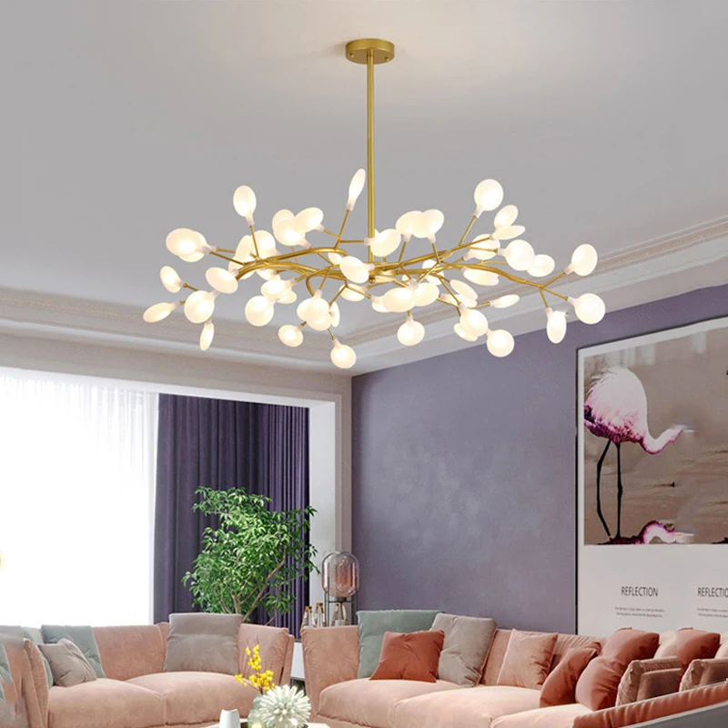 

Modern LED Firefly Chandelier Living Room Bedroom Kitchen Nordic Home decor Luxury Ceiling Pendant Lights Dandelion Hanging Lamp