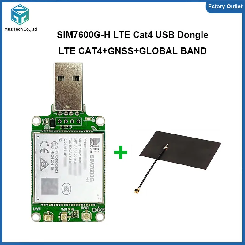 

SIMcom SIM7600G-H USB Dongle 4G LTE CAT4 Module GNSS Global Band breakout kit With FPC+GPS antenna