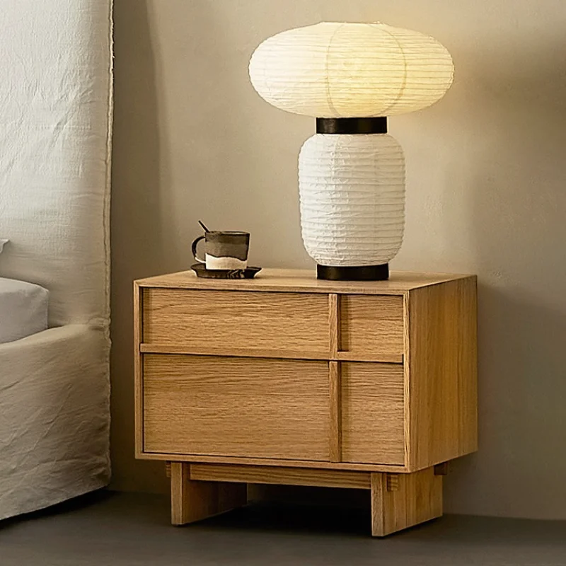 Szafka nocna z litego drewna nordyckiego białego dębu, nowoczesna, minimalistyczna, w stylu rustykalnym, szafka do przechowywania w sypialni.