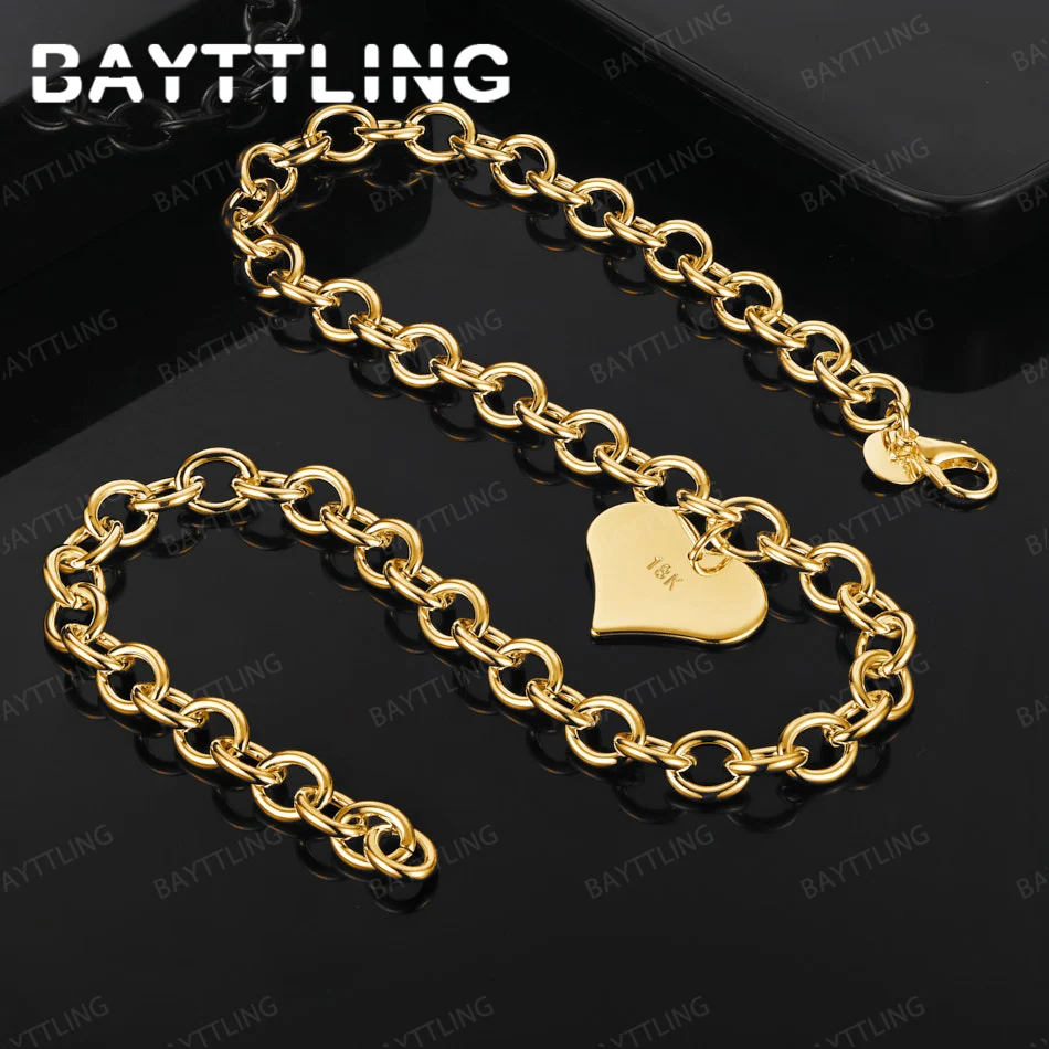 

925 sterling silver 18K gold exquisite shiny heart-shaped necklace women's charm jewelry accessories party wedding gift