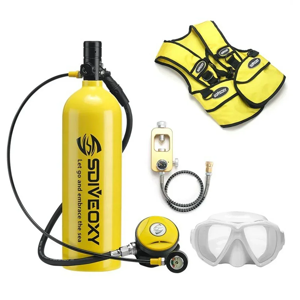 2L Scuba Diving Equipment/gear Mini  Tank  Mask/Adapter Cylinder oxyg Bottle Underwater Snorkeling Set B