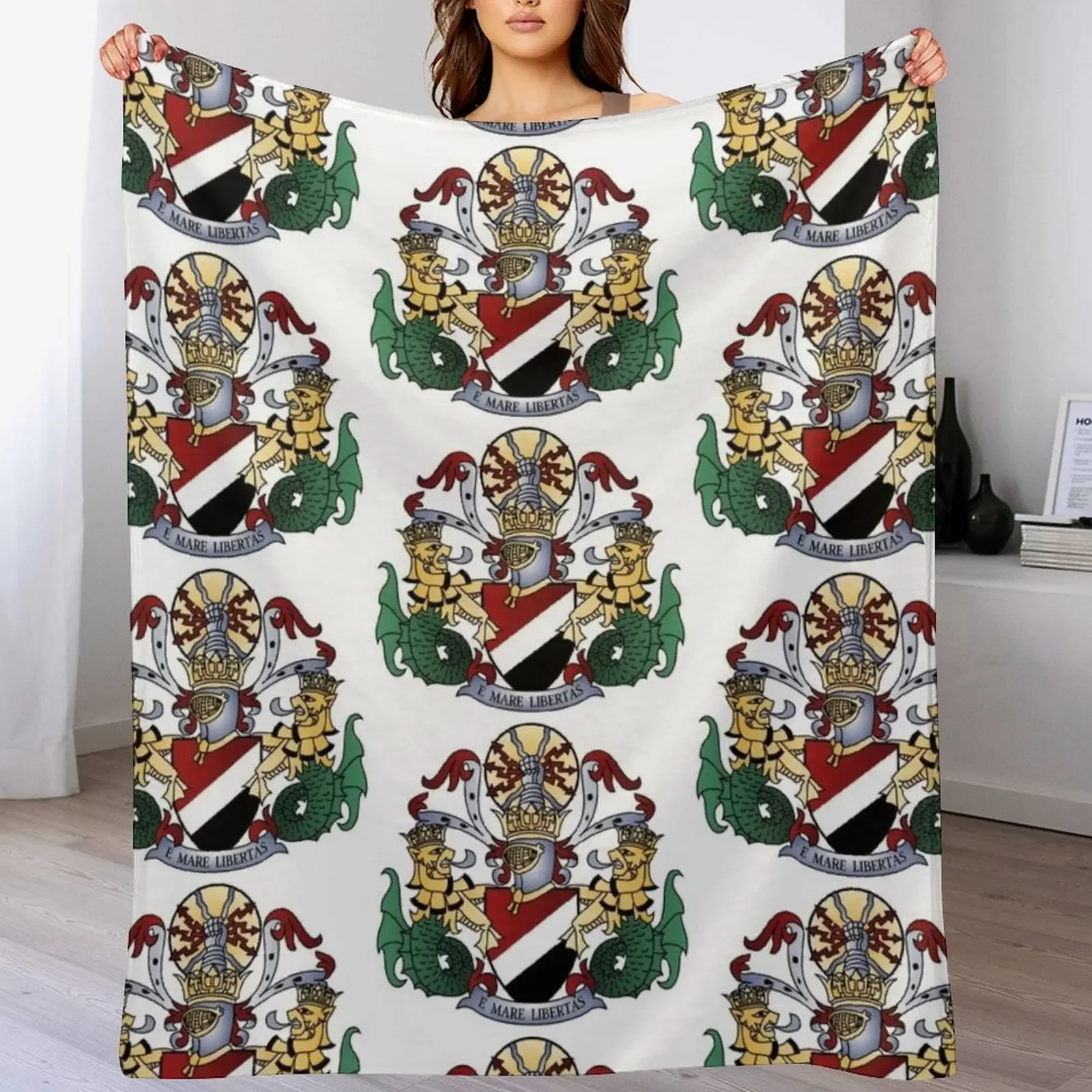 

Coat of Arms of the Principality of Sealand Throw Blanket Decorative Sofas Giant Sofa Plush Extra Large Throw Blankets